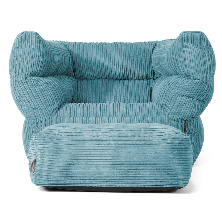 Louis Armchair Bean Bag - Cord Aegean Blue 02