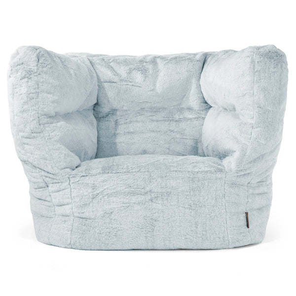 Louis Armchair Bean Bag - Fluffy Faux Fur Rabbit Dusty Blue 01