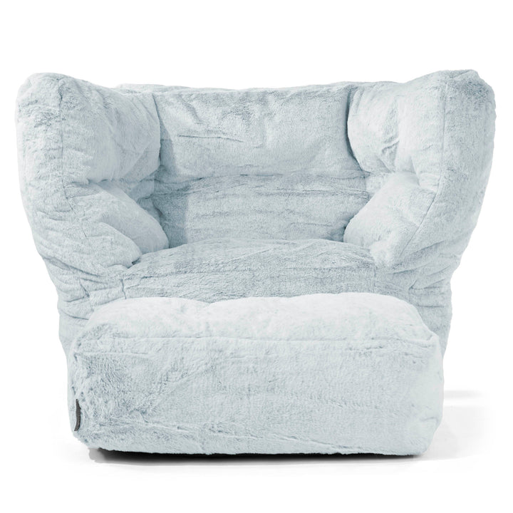 Louis Armchair Bean Bag - Fluffy Faux Fur Rabbit Dusty Blue 02