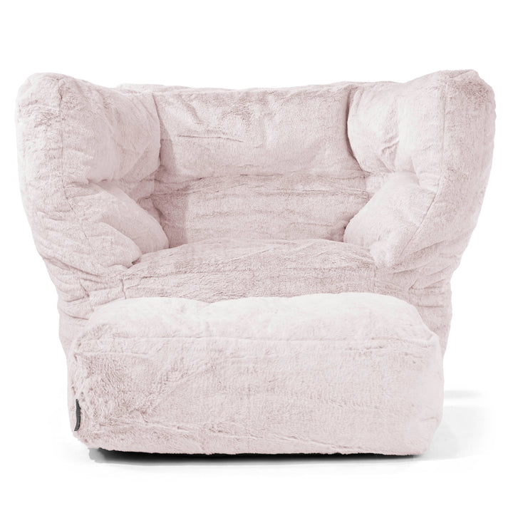 Louis Armchair Bean Bag - Fluffy Faux Fur Rabbit Dusty Pink 02
