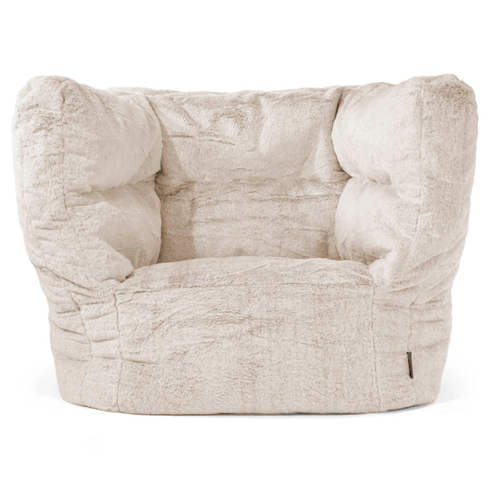 Louis Armchair Bean Bag - Fluffy Faux Fur Rabbit Golden Brown 01