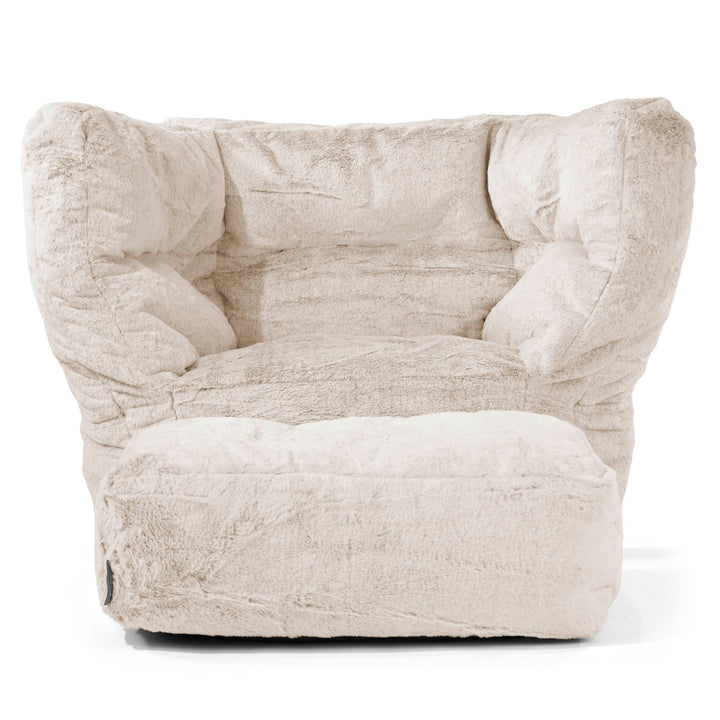 Louis Armchair Bean Bag - Fluffy Faux Fur Rabbit Golden Brown 02