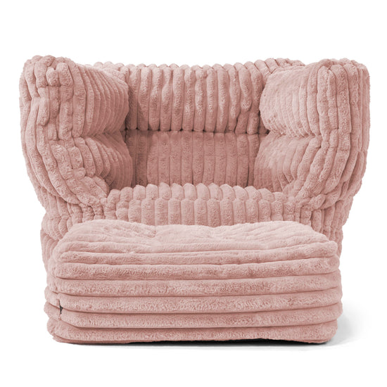 Louis Armchair Bean Bag - Ultra Plush Cord Dusty Pink 02