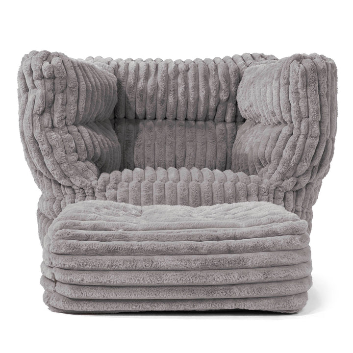 Louis Armchair Bean Bag - Ultra Plush Cord Grey 02