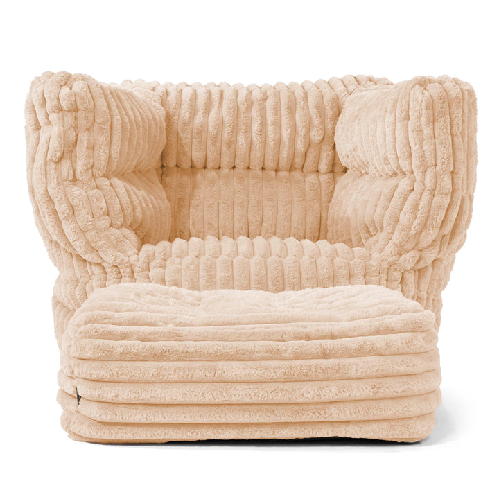 Louis Armchair Bean Bag - Ultra Plush Cord Peach 02