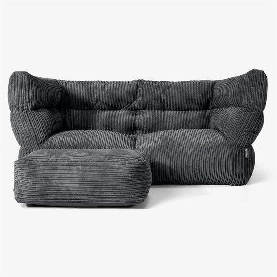 The 2 Seater Albert Sofa Bean Bag 2.0 - Cord Black 02