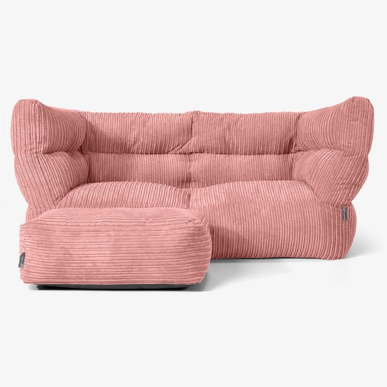 The 2 Seater Albert Sofa Bean Bag 2.0 - Cord Peach 02