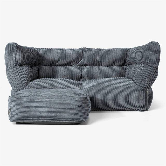 The 2 Seater Albert Sofa Bean Bag 2.0 - Cord Slate Grey 02