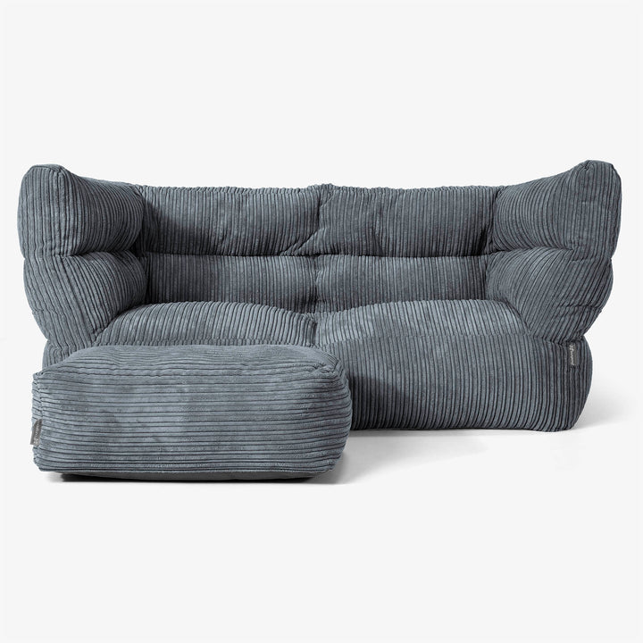The 2 Seater Albert Sofa Bean Bag 2.0 - Cord Slate Grey 02