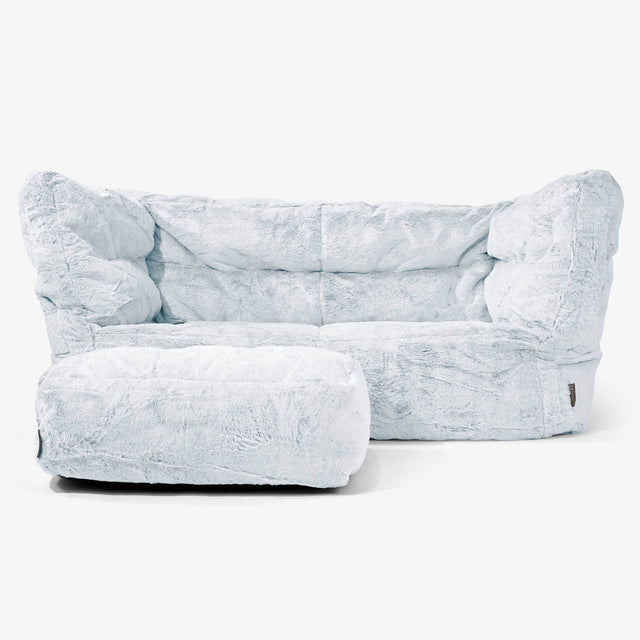 The 2 Seater Albert Sofa Bean Bag 2.0 - Fluffy Faux Fur Rabbit Dusty Blue 02
