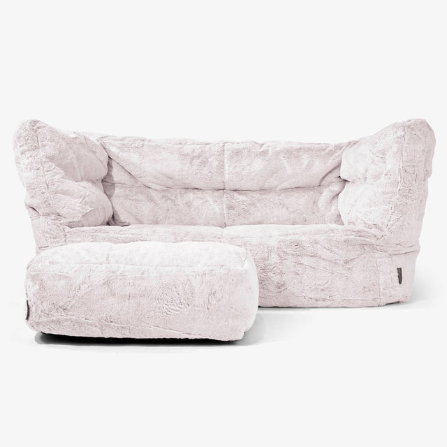The 2 Seater Albert Sofa Bean Bag 2.0 - Fluffy Faux Fur Rabbit Dusty Pink 02