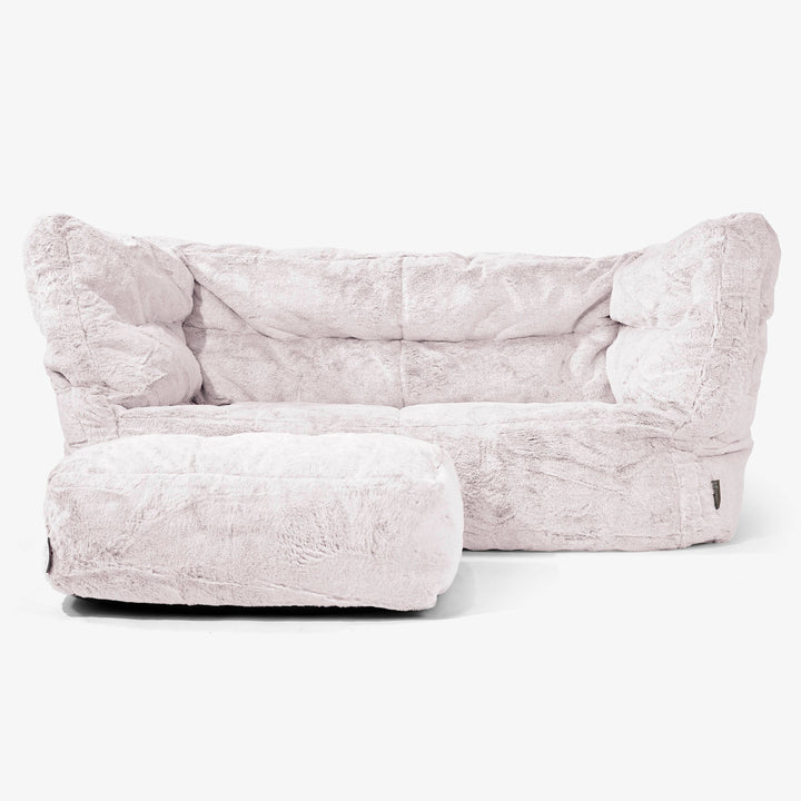 The 2 Seater Albert Sofa Bean Bag 2.0 - Fluffy Faux Fur Rabbit Dusty Pink 02