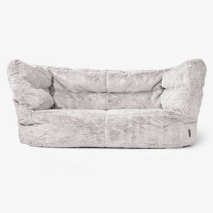 The 2 Seater Albert Sofa Bean Bag 2.0 - Fluffy Faux Fur Rabbit Light Grey