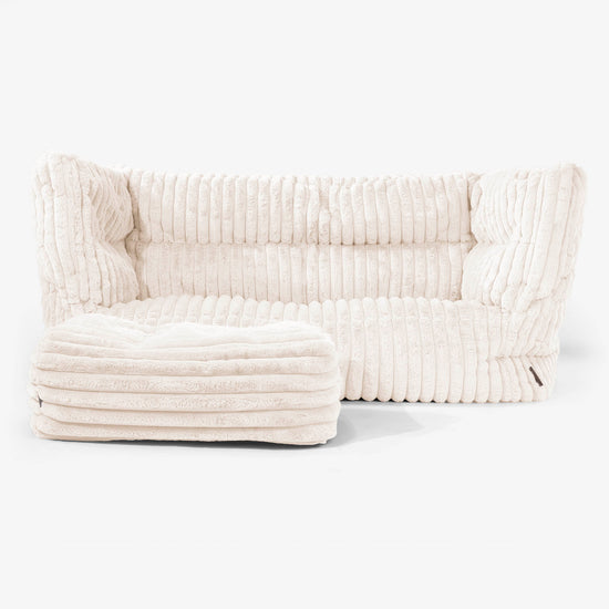 The 2 Seater Albert Sofa Bean Bag 2.0 - Ultra Plush Cord Cream 02