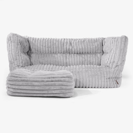 The 2 Seater Albert Sofa Bean Bag 2.0 - Ultra Plush Cord Grey 02