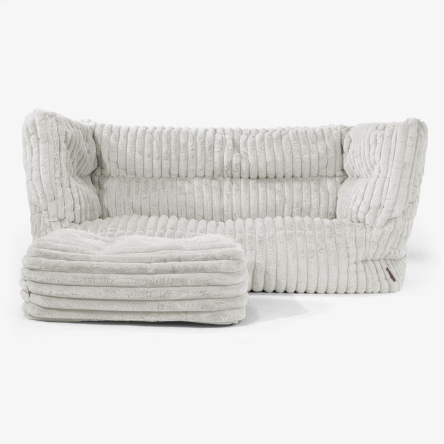 The 2 Seater Albert Sofa Bean Bag 2.0 - Ultra Plush Cord Sage Green 02