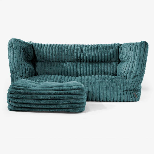 The 2 Seater Albert Sofa Bean Bag 2.0 - Ultra Plush Cord Teal 02