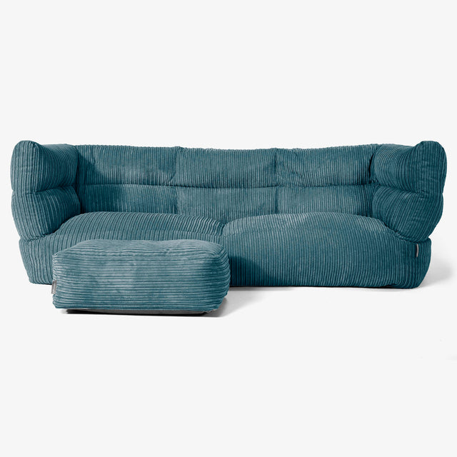 The 3 Seater Albert Sofa Bean Bag 2.0 - Cord Teal Blue 02