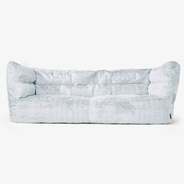 The 3 Seater Albert Sofa Bean Bag 2.0 - Fluffy Faux Fur Rabbit Dusty Blue 01