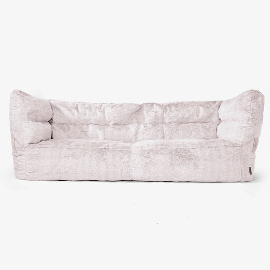 The 3 Seater Albert Sofa Bean Bag 2.0 - Fluffy Faux Fur Rabbit Dusty Pink 01