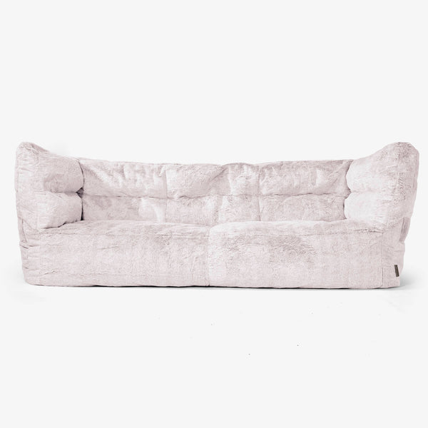 The 3 Seater Albert Sofa Bean Bag 2.0 - Fluffy Faux Fur Rabbit Dusty Pink 01