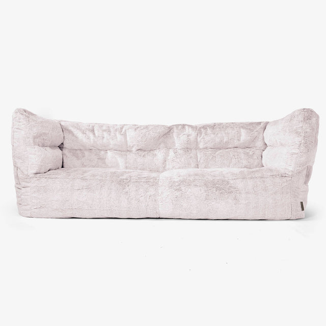 The 3 Seater Albert Sofa Bean Bag 2.0 - Fluffy Faux Fur Rabbit Dusty Pink 01