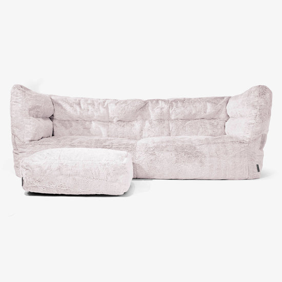 The 3 Seater Albert Sofa Bean Bag 2.0 - Fluffy Faux Fur Rabbit Dusty Pink 02