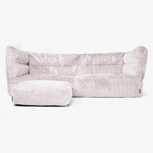 The 3 Seater Albert Sofa Bean Bag 2.0 - Fluffy Faux Fur Rabbit Dusty Pink 02