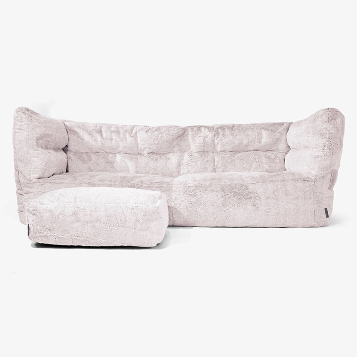 The 3 Seater Albert Sofa Bean Bag 2.0 - Fluffy Faux Fur Rabbit Dusty Pink 02