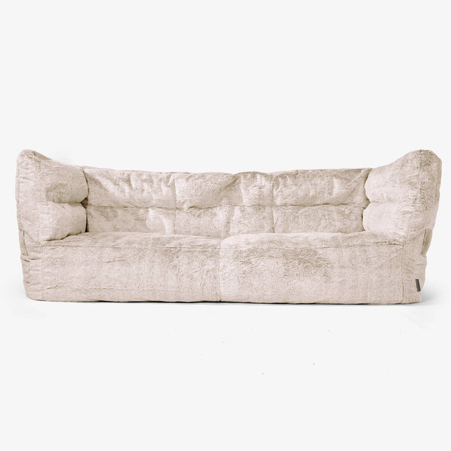 The 3 Seater Albert Sofa Bean Bag 2.0 - Fluffy Faux Fur Rabbit Golden Brown 01
