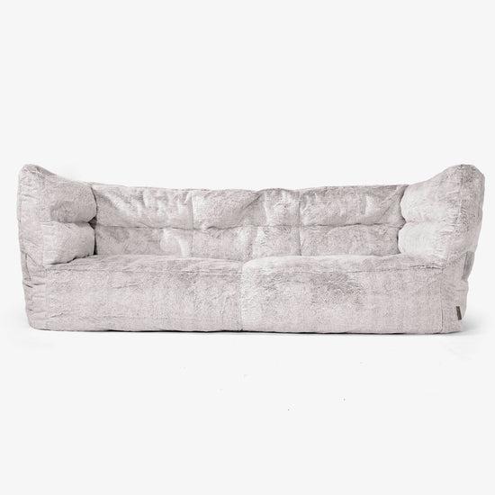 The 3 Seater Albert Sofa Bean Bag 2.0 - Fluffy Faux Fur Rabbit Light Grey 01