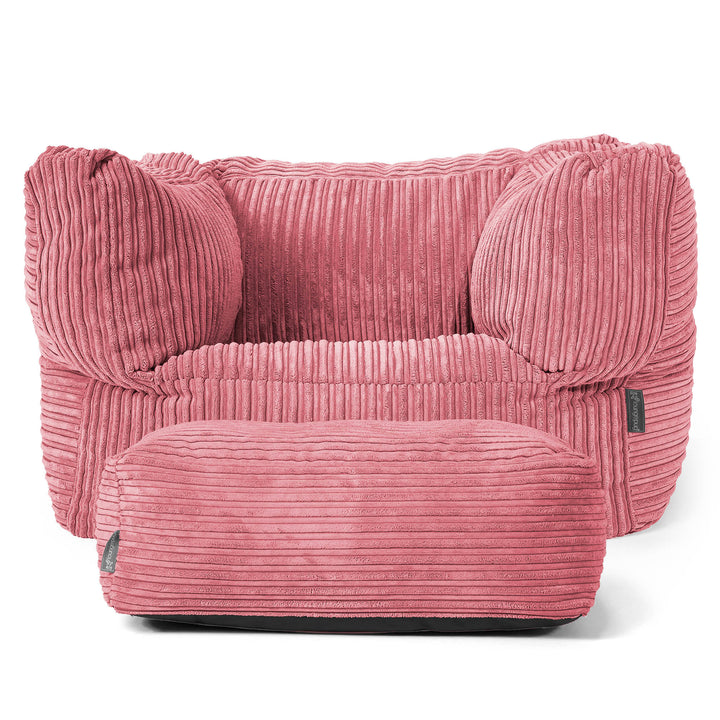 Albert Bean Bag Armchair - Cord Coral Pink 02