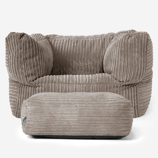 Albert Bean Bag Armchair - Cord Dovetail Grey 02