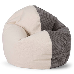 Flexforma Junior Children's Bean Bag Chair 2-14 yr - Boucle & Cord Graphite Grey