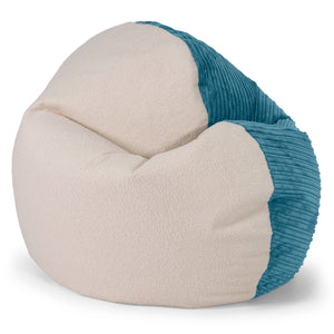 Flexforma Kids Bean Bag Chair for Toddlers 1-3 yr - Boucle & Cord Aegean Blue