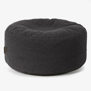 Large Round Pouffe - Boucle Graphite Grey