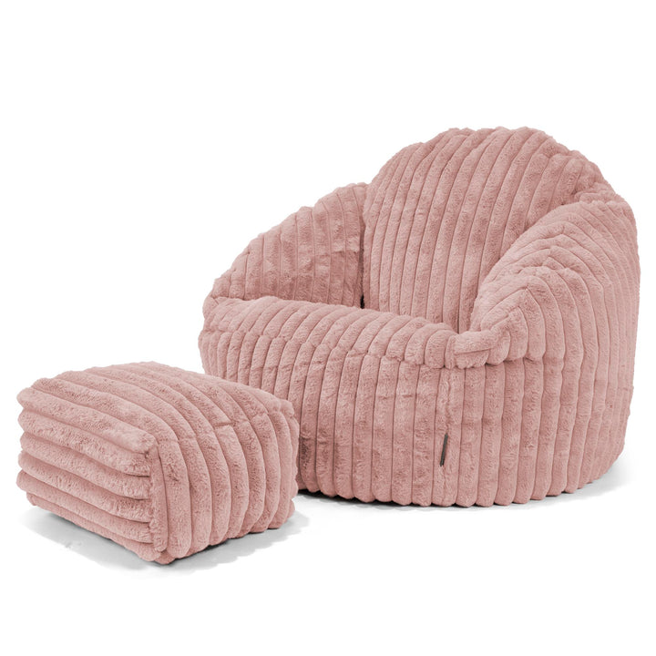 Bubble Bean Bag Chair - Ultra Plush Cord Dusty Pink 03
