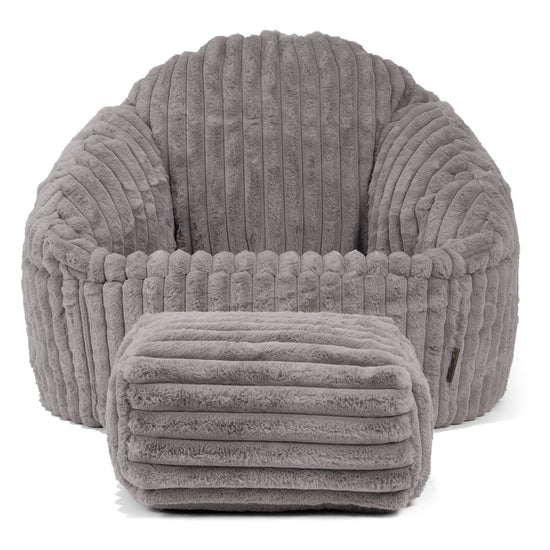 Bubble Bean Bag Chair - Ultra Plush Cord Grey 02