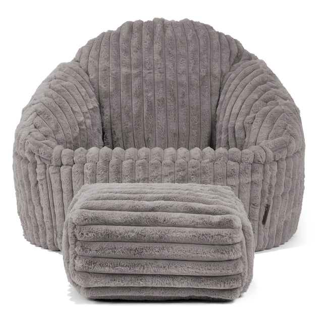 Bubble Bean Bag Chair - Ultra Plush Cord Grey 02