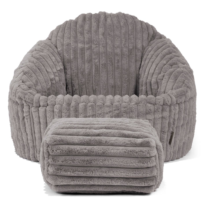 Bubble Bean Bag Chair - Ultra Plush Cord Grey 02