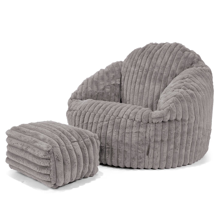 Bubble Bean Bag Chair - Ultra Plush Cord Grey 03