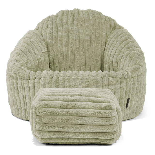 Bubble Bean Bag Chair - Ultra Plush Cord Sage Green 02