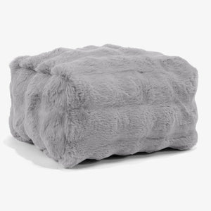 Small Footstool - Bubble Faux Fur Grey