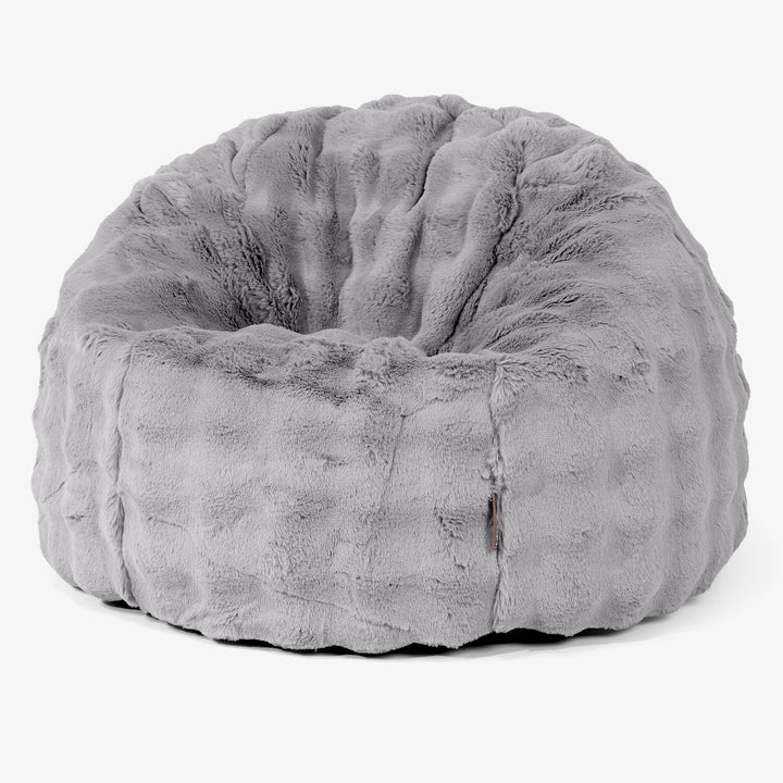 Classic Bean Bag Chair - Bubble Faux Fur Grey 01