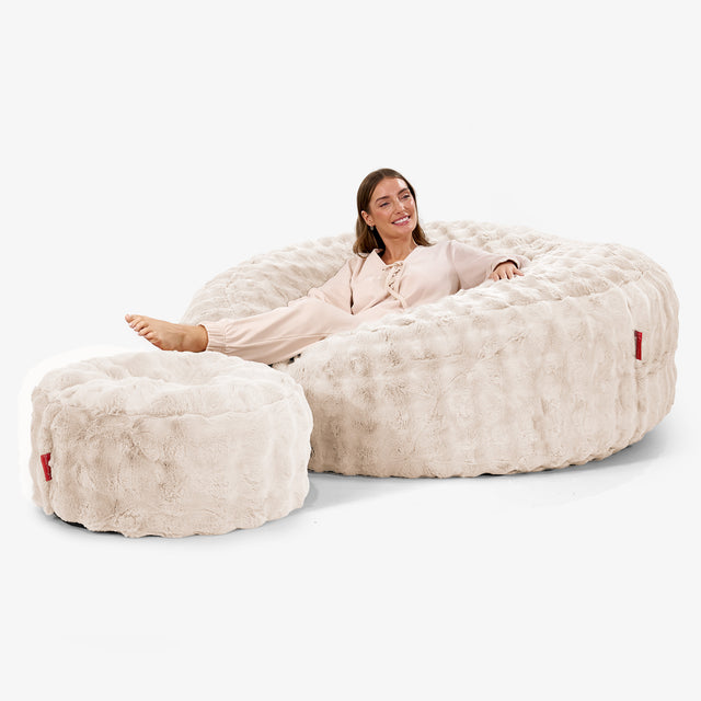 Mega Mammoth Bean Bag Sofa - Bubble Faux Fur Cream