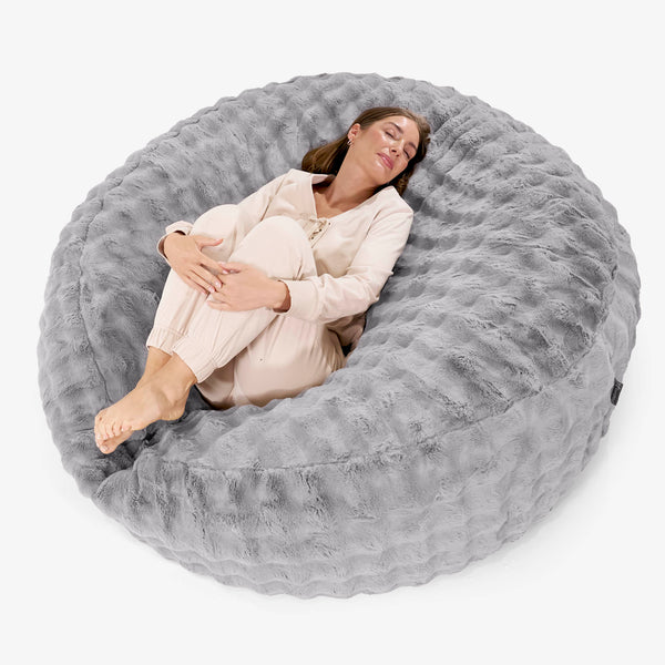 Mega Mammoth Bean Bag Sofa - Bubble Faux Fur Grey