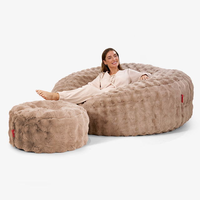 Mega Mammoth Bean Bag Sofa - Bubble Faux Fur Mink
