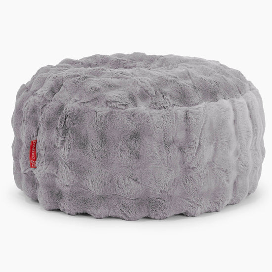 Large Round Pouffe - Bubble Faux Fur Grey 01