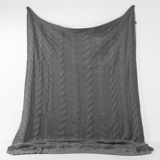 Grey knitted throw blanket best sale