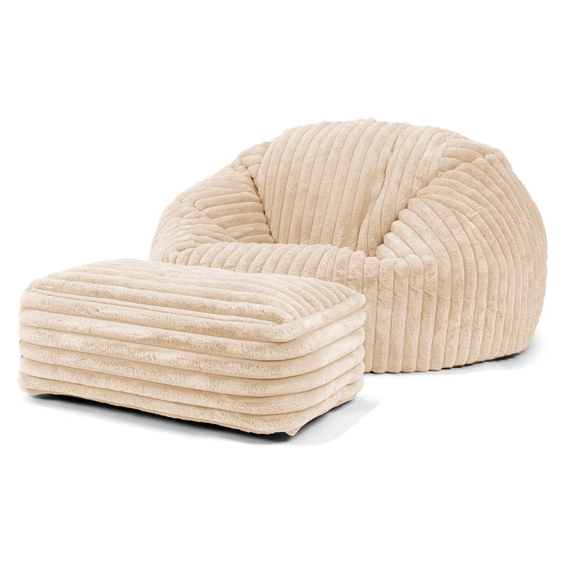 Classic Sofa Bean Bag - Ultra Plush Cord Cream 02